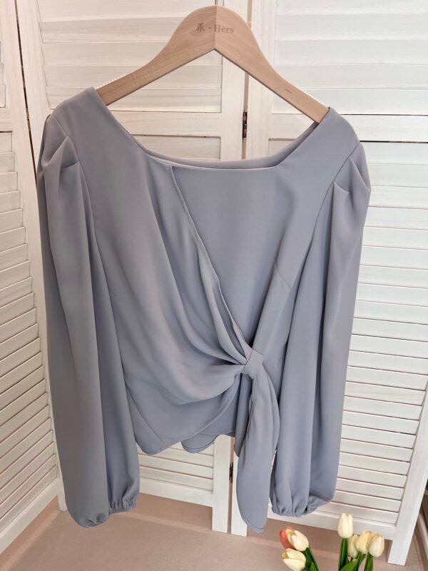 HERS DESIGNER GREY VIOLET BLOUSE 韩版芋泥紫色设计感衬衫