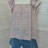 LACE TRIM RUFFLE SLEEVE BLOUSE 小碎花蕾丝边边小飞袖小上衣