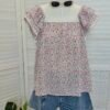 LACE TRIM RUFFLE SLEEVE BLOUSE 小碎花蕾丝边边小飞袖小上衣
