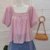 SUMMER LACE TRIM BLOUSE 方领钩花上衣