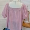 SUMMER LACE TRIM BLOUSE 方领钩花上衣