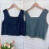 DENIM TOP 牛仔棉方领小上衣