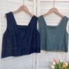 DENIM TOP 牛仔棉方领小上衣