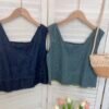 DENIM TOP 牛仔棉方领小上衣