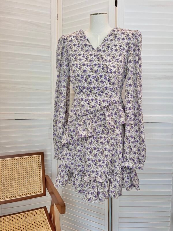 LAVENDER PLEATED DRESS 花边下摆连衣裙