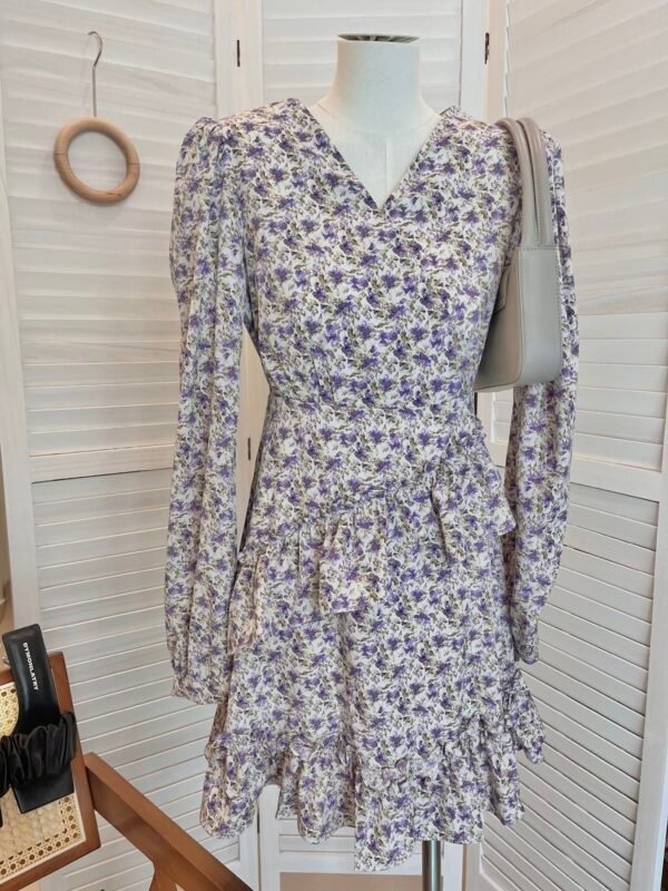 LAVENDER PLEATED DRESS 花边下摆连衣裙