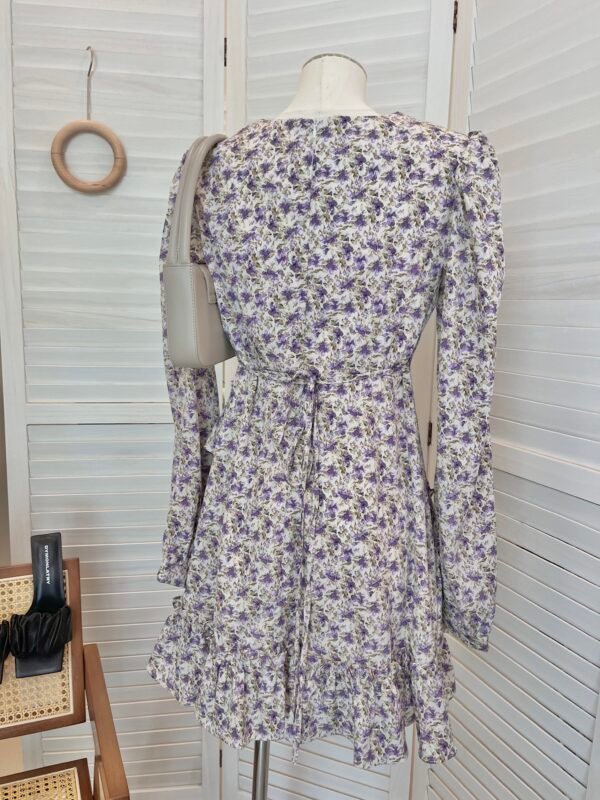LAVENDER PLEATED DRESS 花边下摆连衣裙