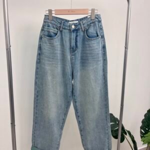 HIGH WAIST CASUAL GREEN HEM JEANS 高腰哈伦牛仔裤