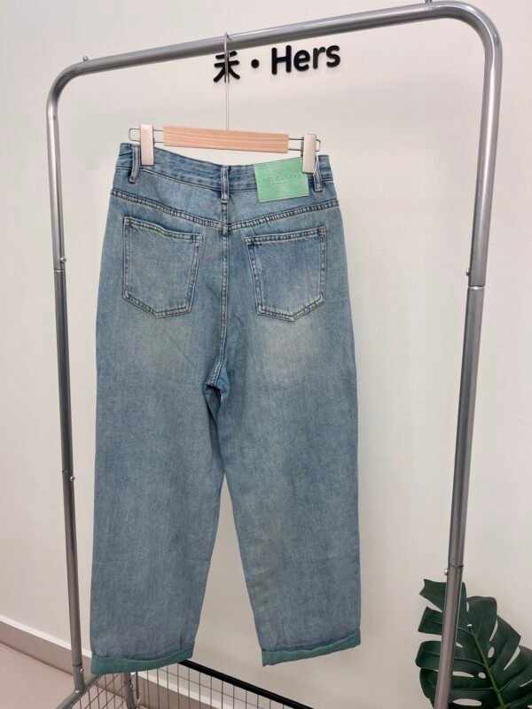 HIGH WAIST CASUAL GREEN HEM JEANS 高腰哈伦牛仔裤