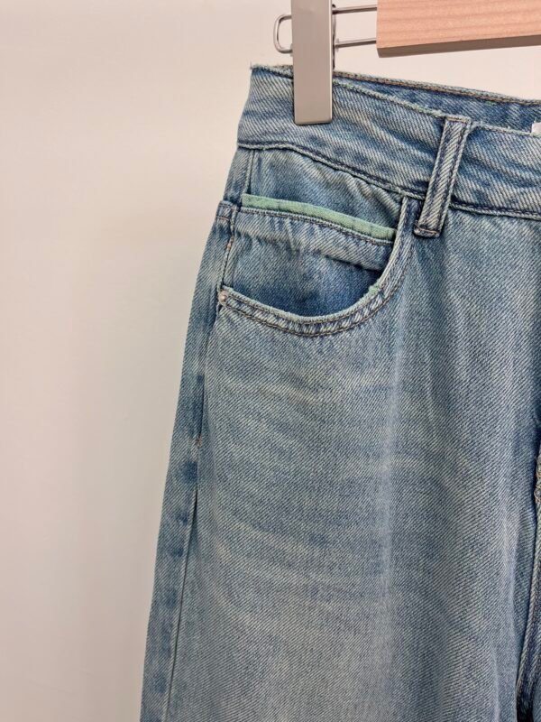 HIGH WAIST CASUAL GREEN HEM JEANS 高腰哈伦牛仔裤