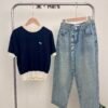 HIGH WAIST CASUAL GREEN HEM JEANS 高腰哈伦牛仔裤