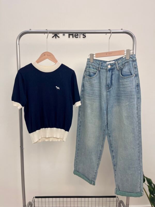 HIGH WAIST CASUAL GREEN HEM JEANS 高腰哈伦牛仔裤