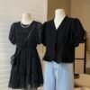 UNIQUE CUTWORK BLOUSE 小众木耳花边小上衣