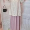 LUXE ILLUSION OFF SHOULDER BLOUSE 小众设计提花短袖上衣