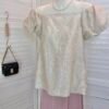 LUXE ILLUSION OFF SHOULDER BLOUSE 小众设计提花短袖上衣